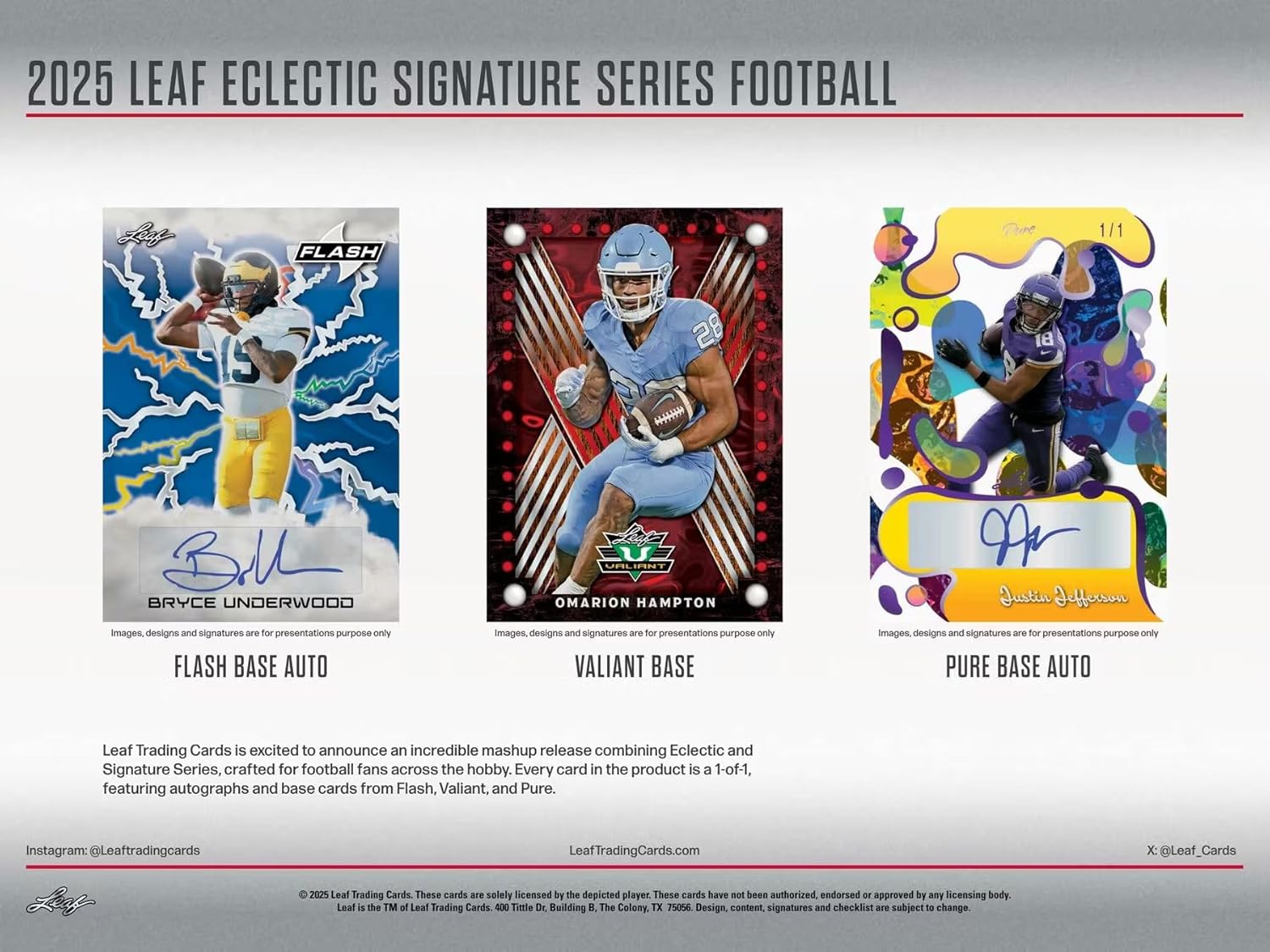 2025 Leaf Eclectic Signature Series Football Hobby Trading Card Box (6 Autographs Per Box)