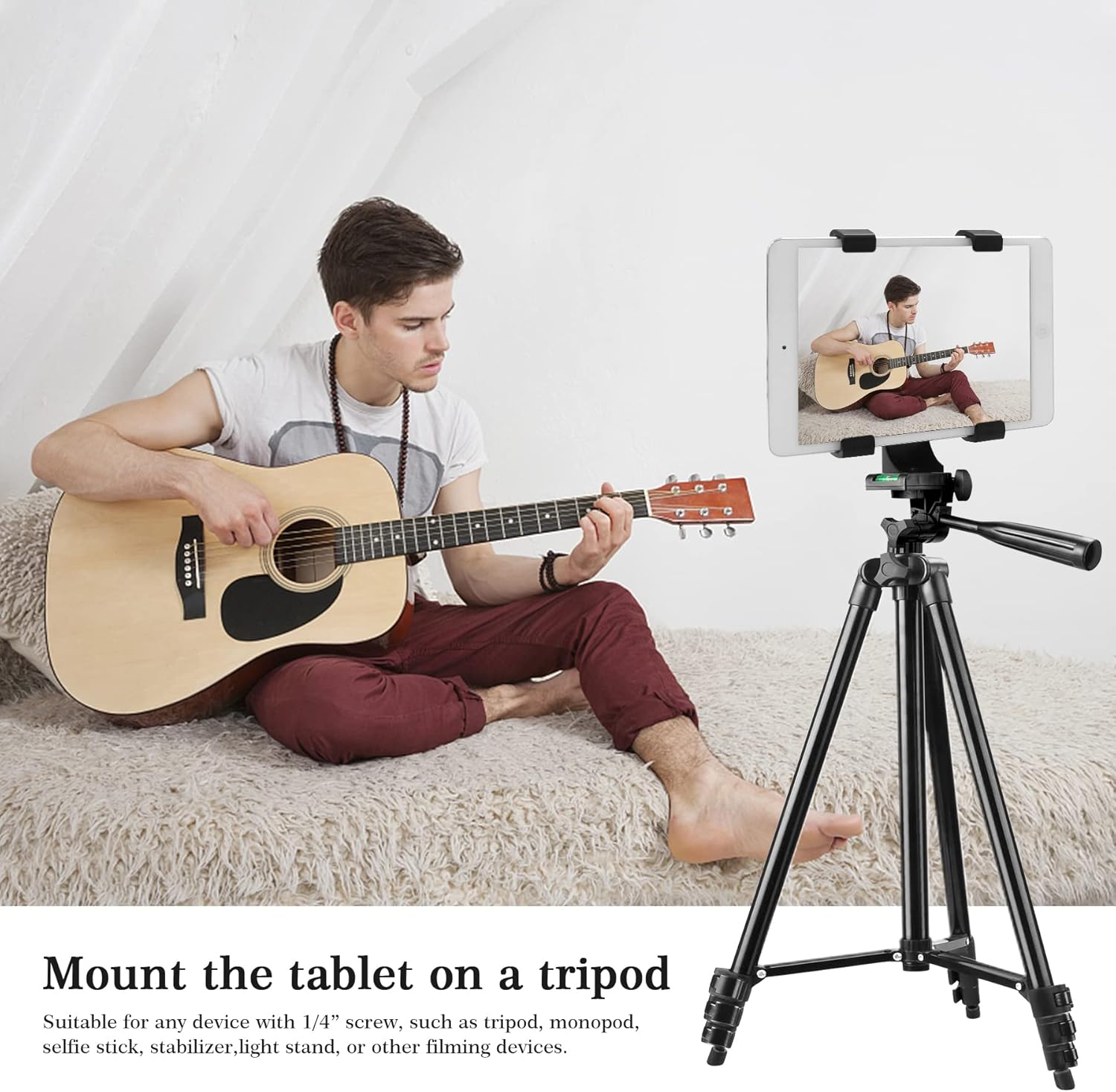 LINKCOOL Universal Tablet Tripod Mount Adapter for iPad/Air/Mini Attachment, Samsung Galaxy Tab, Nexus and Most Tablets, Compatibility with Tripod/Monopod/Selfie Stick image 7 of 7 B09TF8W79G