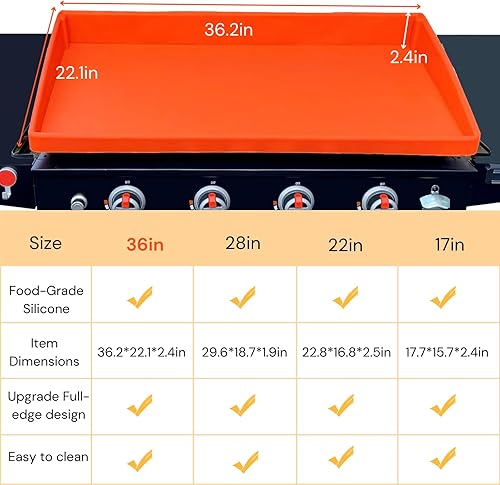 Miniatura 3 de Tapete de cubierta de plancha de 36 pulgadas para parrilla Blackstone, accesorios de protección completa para parrilla, tapete de silicona de grado