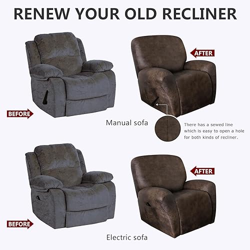 Miniatura 7 de molasofa Fundas de cuero para sillas reclinables, fundas para sillas reclinables grandes para silla reclinable, 4 piezas, fundas lavables que se