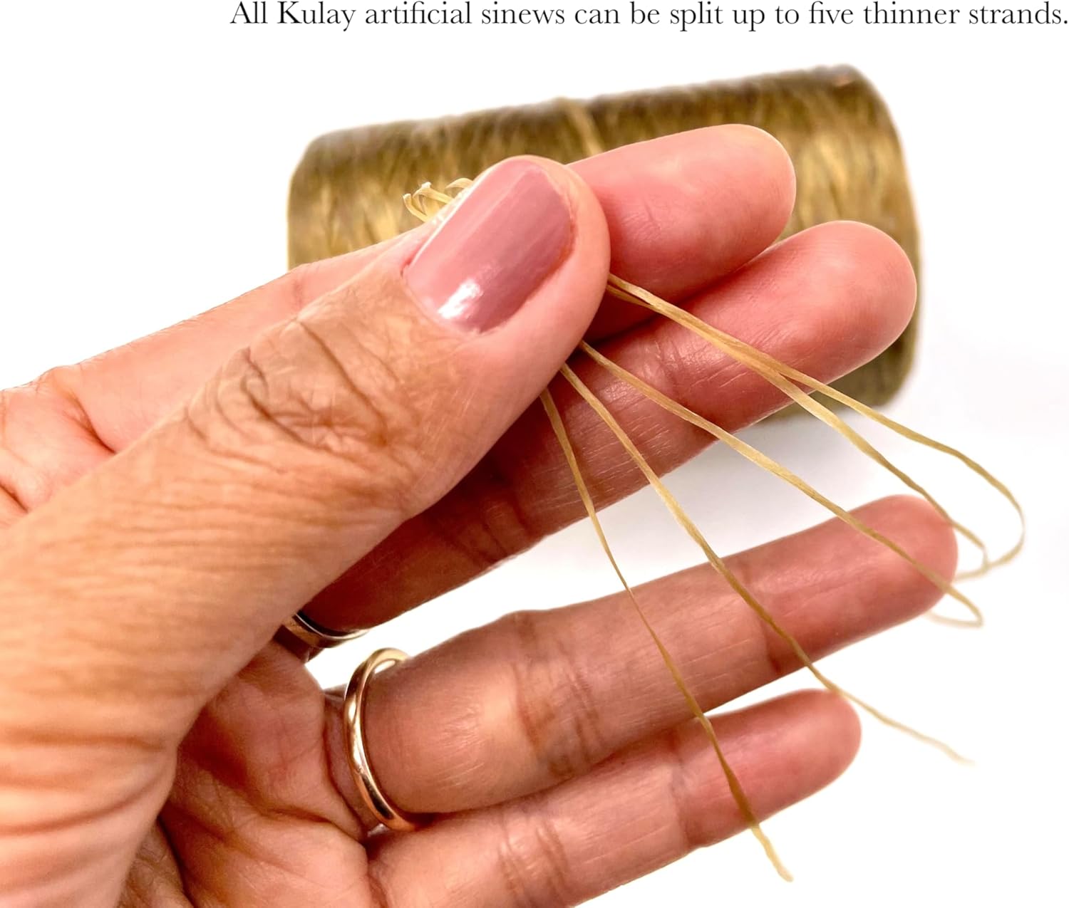 Pack of 3 Kulay Artificial Deer Sinew Waxed Flat Polyester Thread for Beading, Leather, Tie-dye Crafts and Sewing, Natural, White, Black Sinue (5-Ply, 300 Yards or 900 Feet)