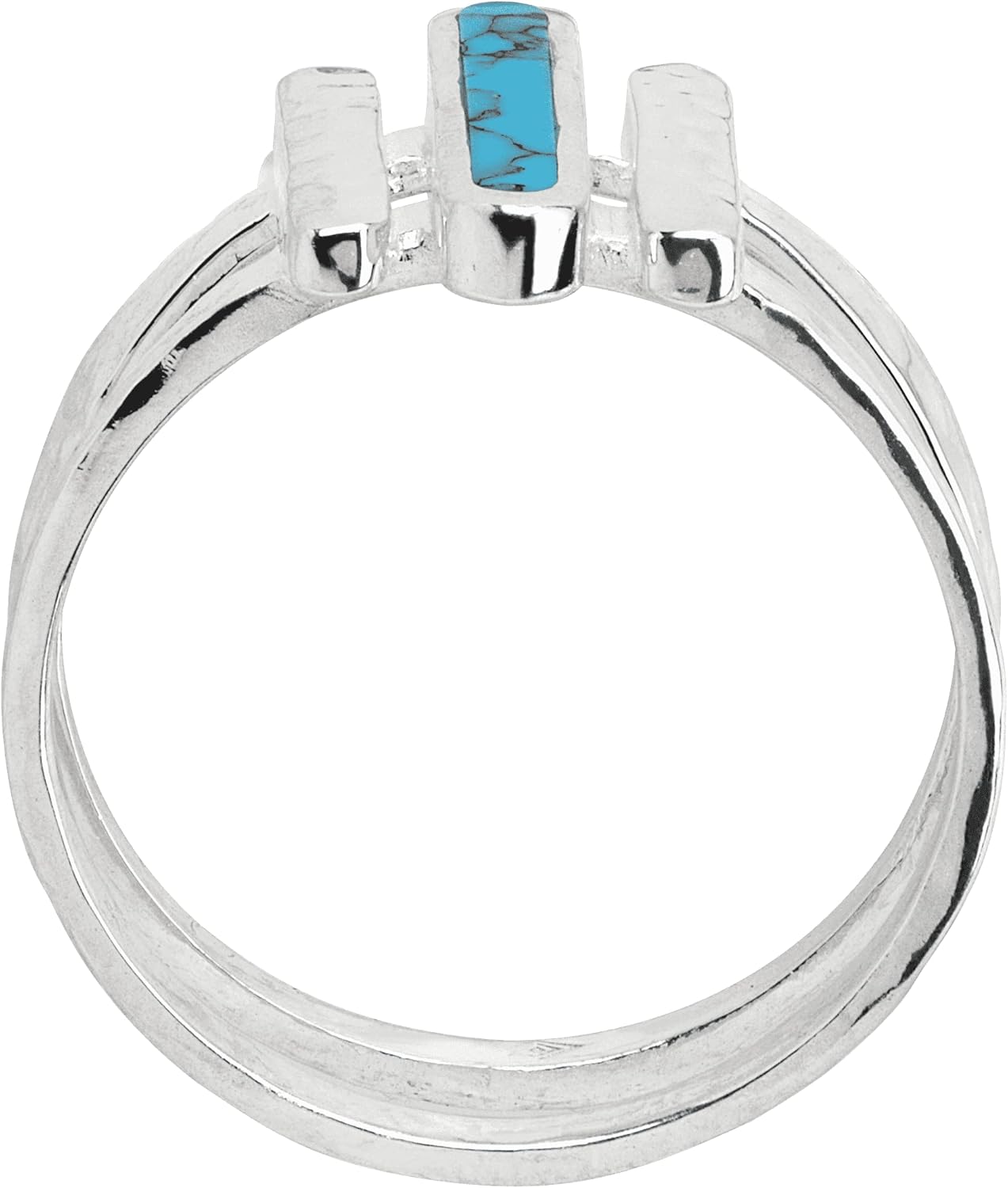 Silpada 'Strait To It' Compressed Turquoise Three-Bar Ring in Sterling Silver