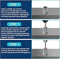 Vista 3 de Juego de 32 piezas de extractor de pernos con zócalos, kit de extracción de tuercas y ruedas dañadas con transmisión de 1/4" y 3/8" - Extractor