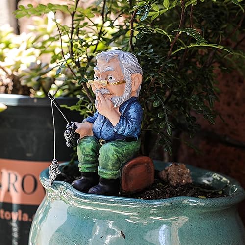 Miniatura 8 de Adornos de resina para pesca, decoración de estatua de anciano con gafas, utilizada para estanque de peces, estatua de jardín al aire libre, regalos