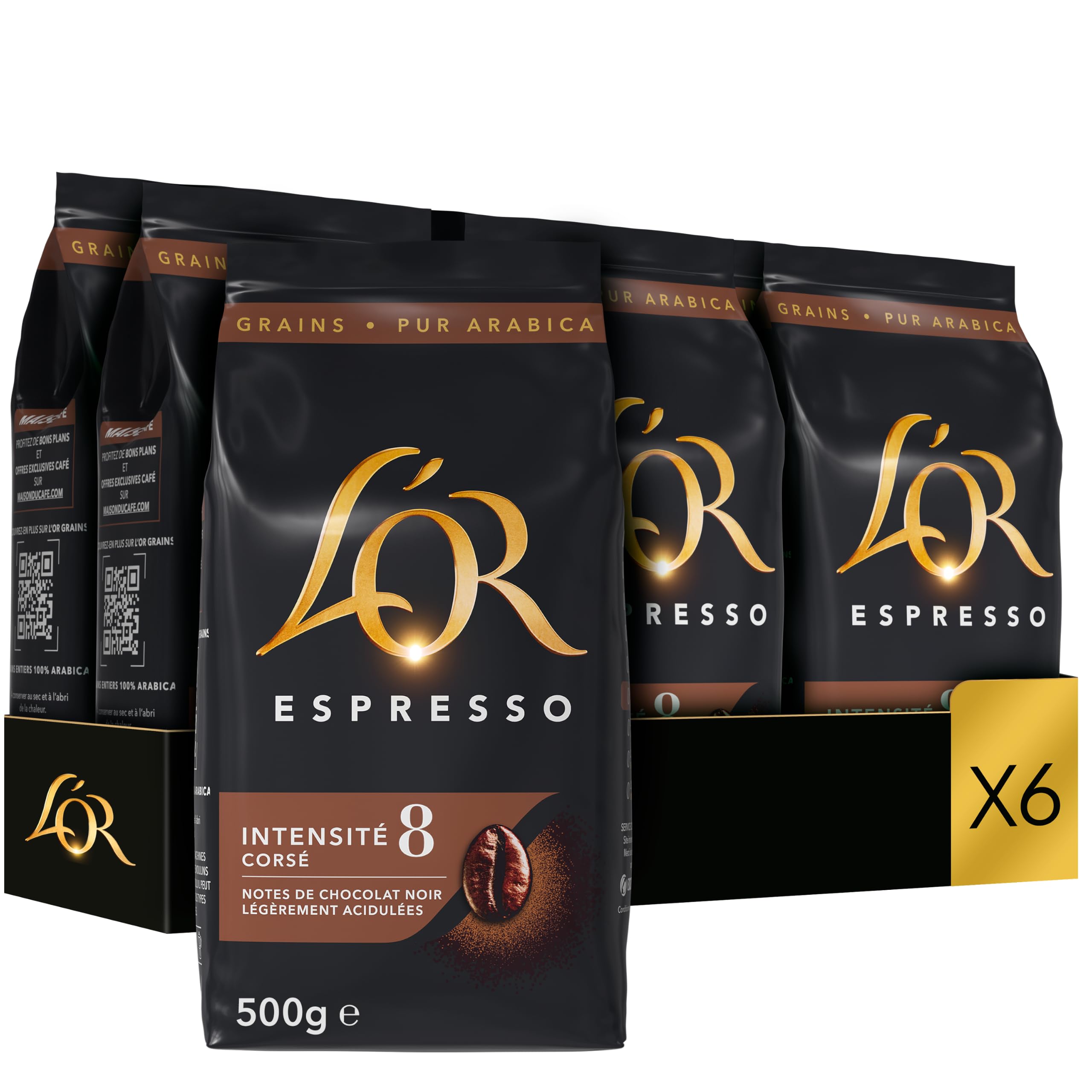 L'OR Espresso Intense et Corsé - Grains de café (6 x 500g)