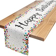 Letjolt Happy Birthday Table Runner 72 Inches, White