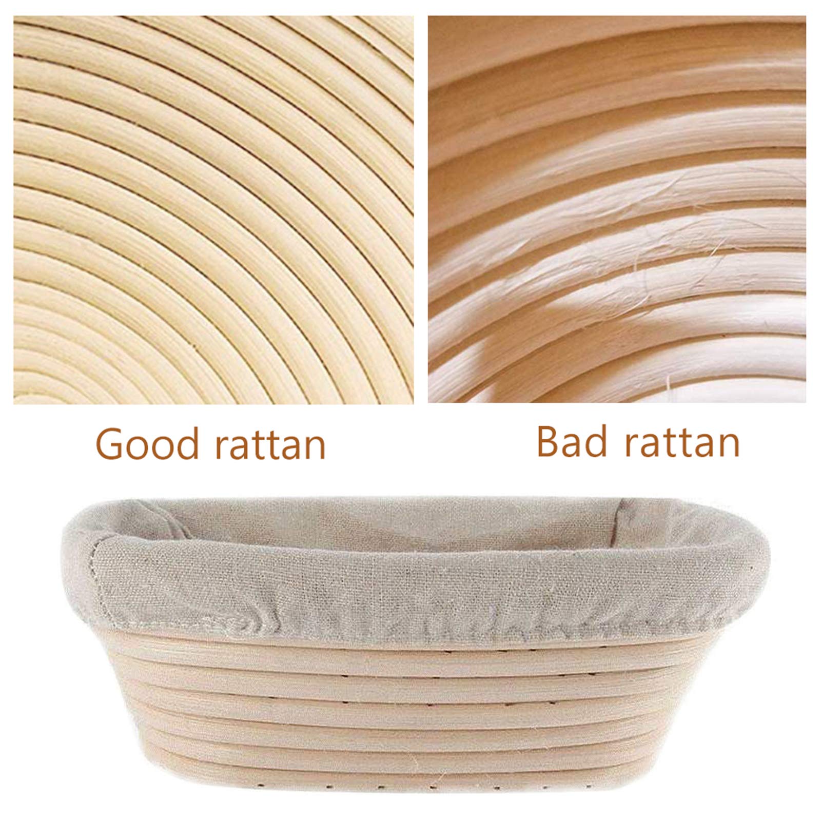 Corbeilles à Pain En Rotin Naturel - Lot De 2 Avec Doublure En Lin, Pour Fermentation Du Pain Traditionnel
