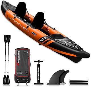 SKINHAWK Prestige Orange Kajak Set 400 – Schlauchboot – Kanu - 400 x 96 cm - 2 Personen Kajak