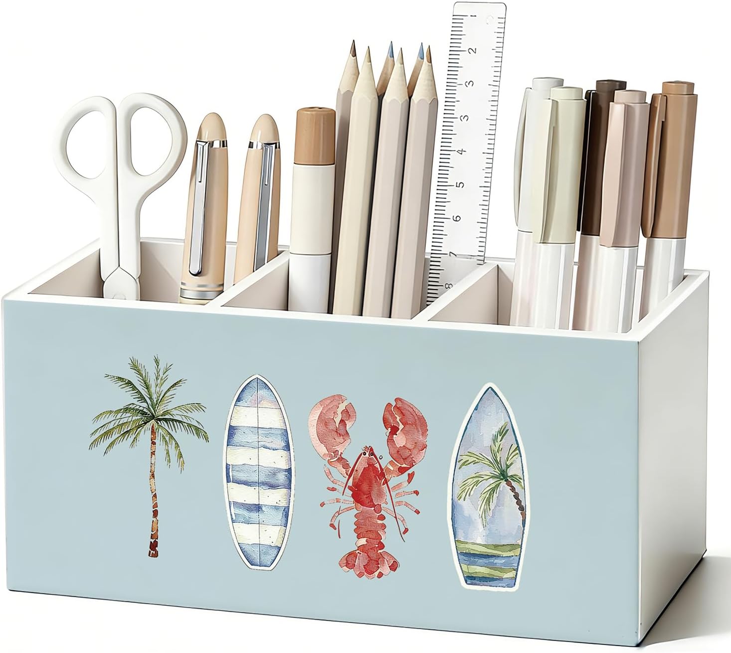 Coastal Beach Pen Pencil Holder for Desk, Beach Office Decor