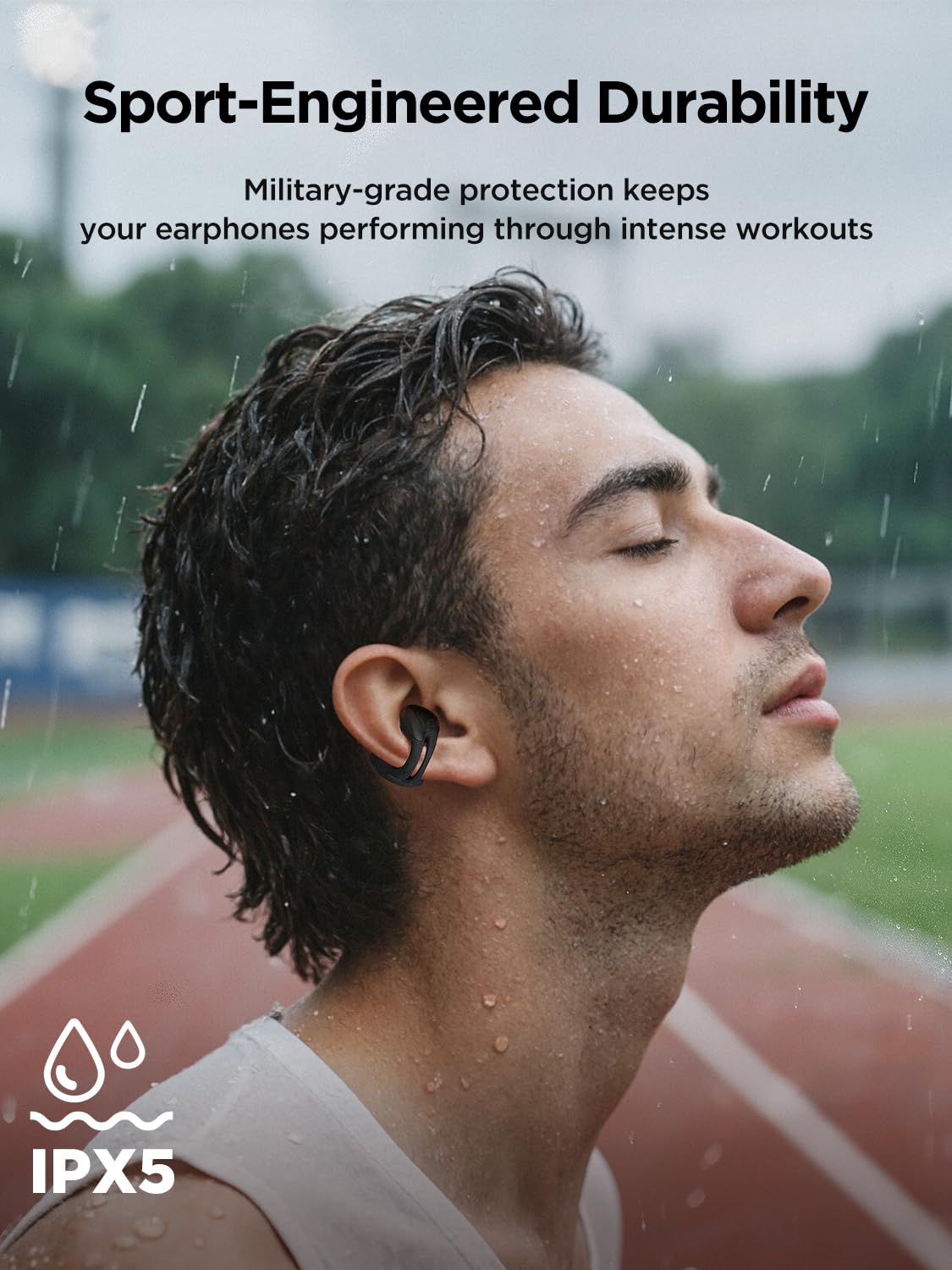 HAKII Auricolari senza fili, auricolari senza fili, Bluetooth 5.4, ergonomici, con clip, con suono stereo/ENC, cuffie aperte con controllo touch, cuffie impermeabili IPX5, per sport, fitness