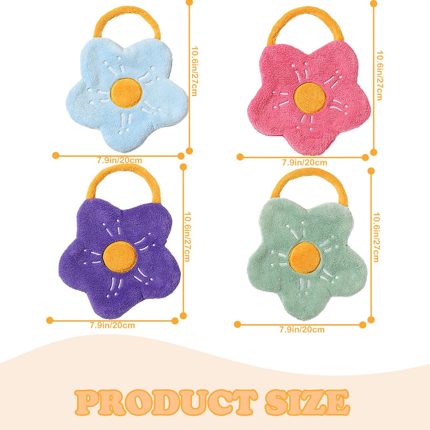 Cute Flowers Kitchen Towels Decorative Set of 4, Absorbent Kitchen Towels Dish Towel for Home Bathroom Gym Hotel Holiday Décor