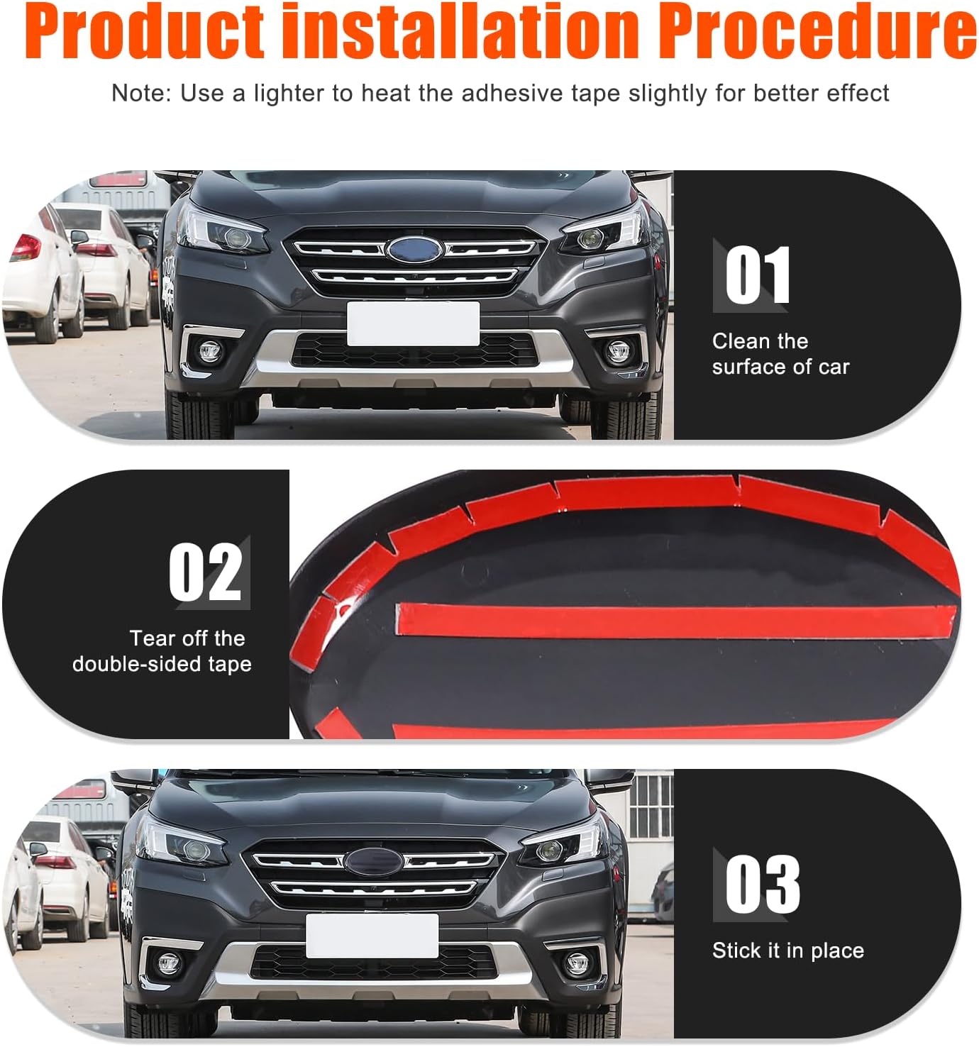 Front Rear Emblems Cover Trim for Subaru Outback 2021-2024 2025 Accessories, ABS Front Grille Logo Protector Cover Back Badge Decoration Cover Trim 2Pcs