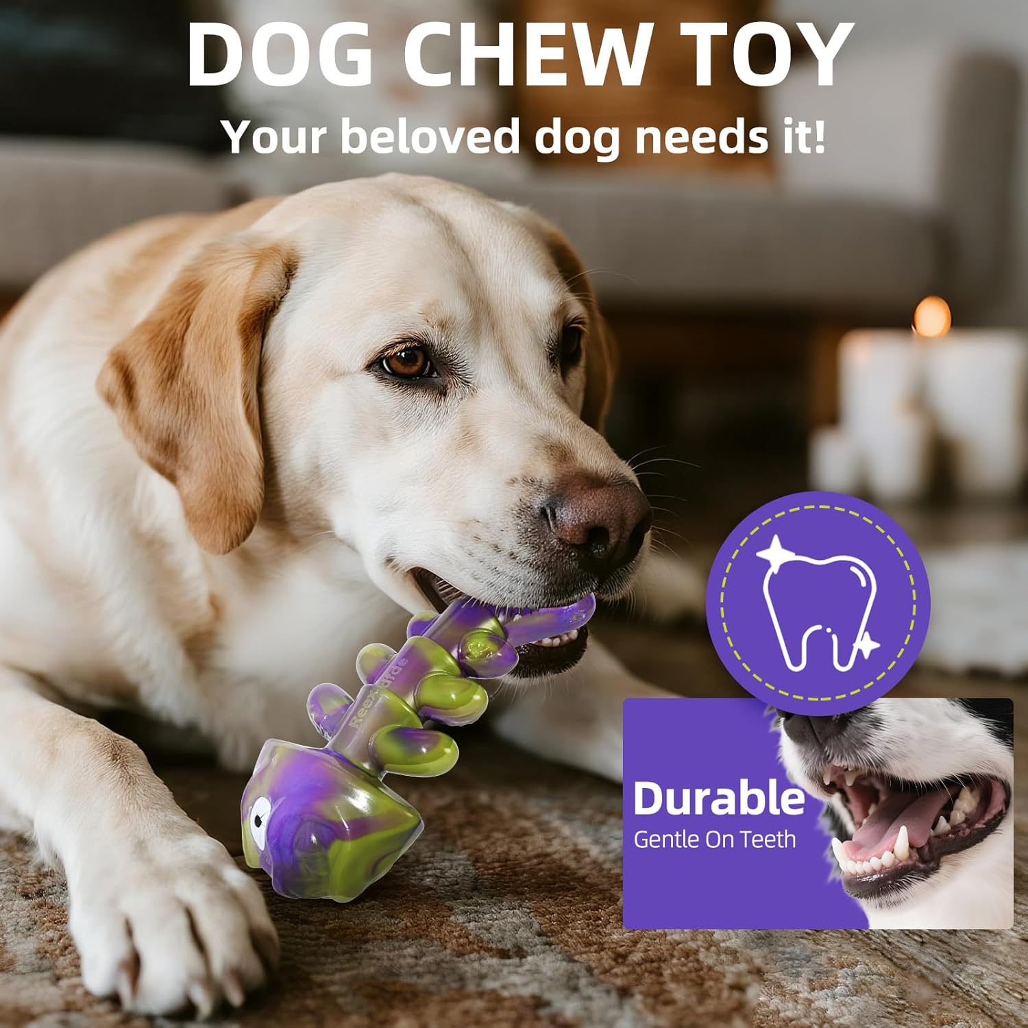 Dog Chew Toys for Aggressive Chewers：2 Pack Indestructible Dog Toy for Large, Medium Breed to Keep Them Busy Bacon and Beef Flavor