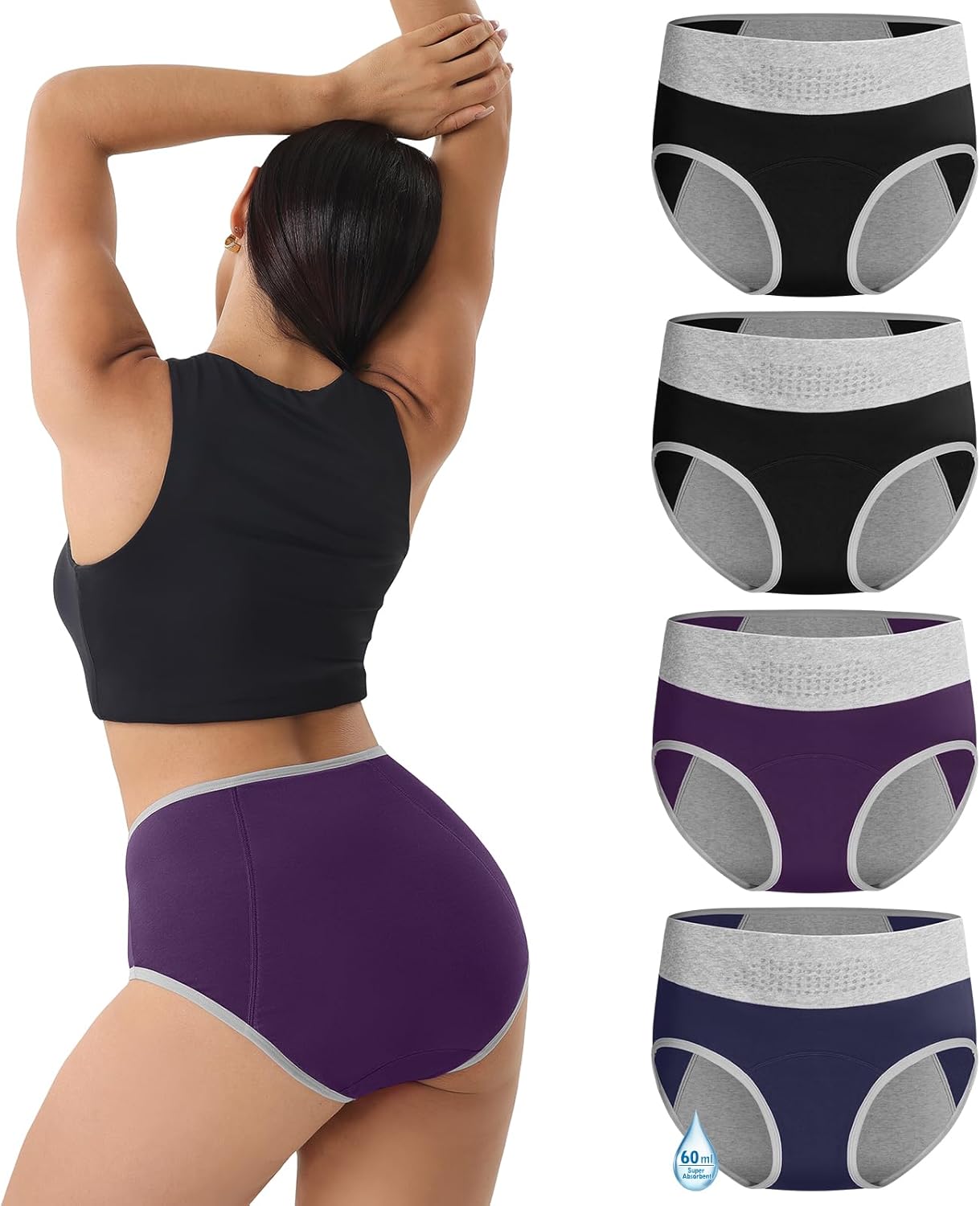 IGOLUMON Period Underwear for Women, Leak-Proof Incontinence & Postpartum Panties, Heavy Flow Protection with Graphene Core