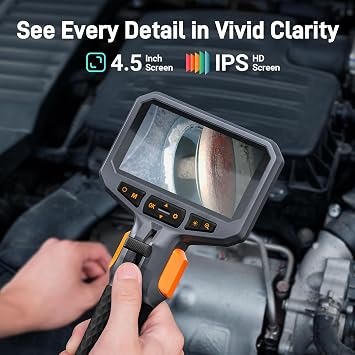 Teslong Articulating Borescope for Mechanic Automotive HVAC Wall Inspection | 2.0MP HD Endoscope, 8 LED Lights, Two-Way 210°, 4.5