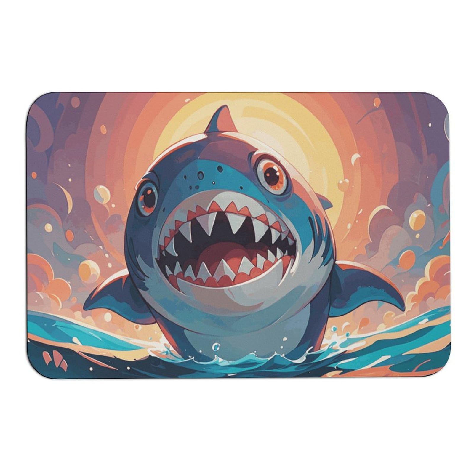 Tapis absorbant l'eau motif requins antidérapant 60 x 39 cm pour intérieur et extérieur
