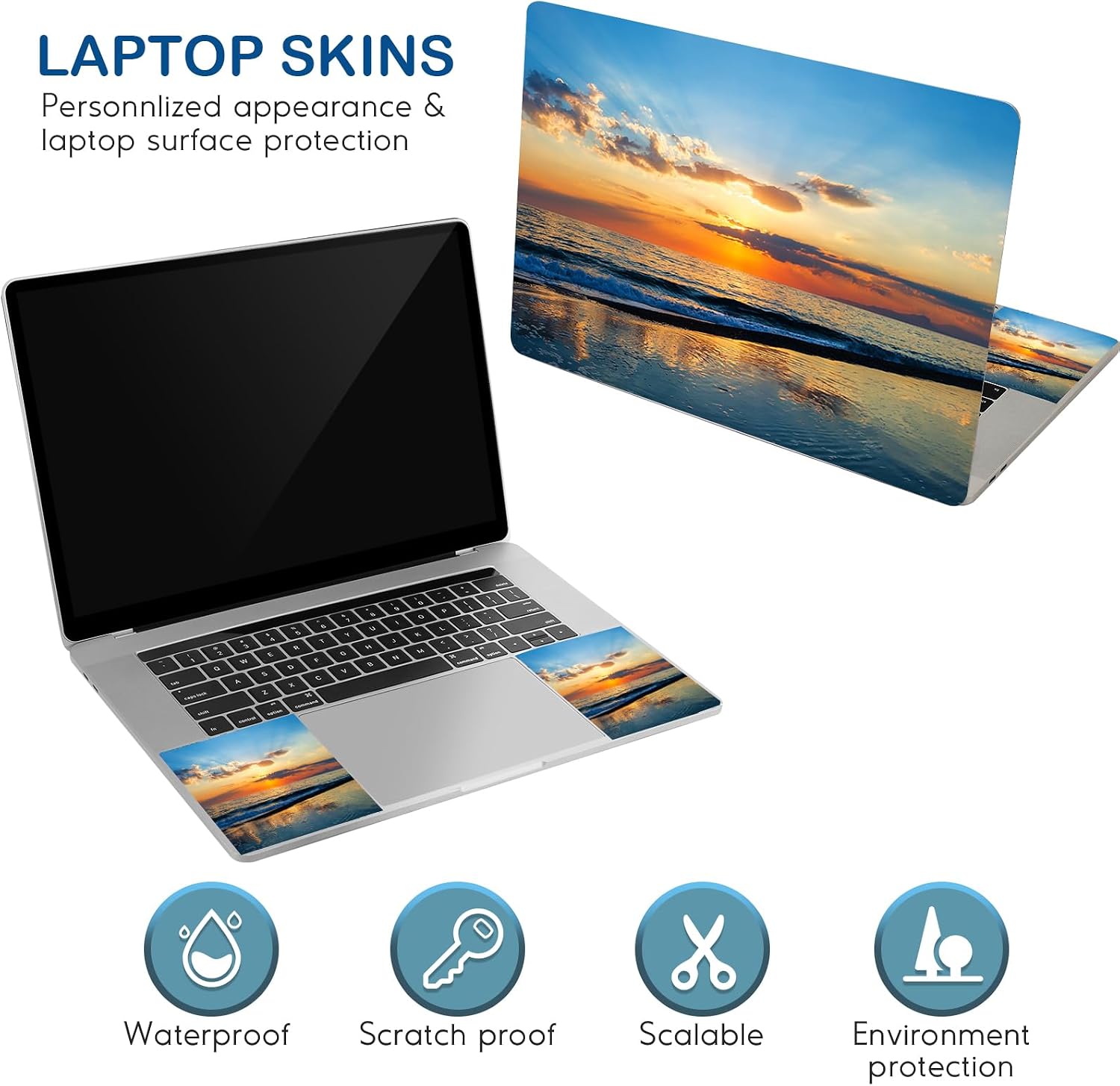 DINKY Laptop Skin Sticker Decal, 16" 16.5” 17” 17.3 inch Laptop Universal Reusable Vinyl Skin Stickers Art Cover Decal Notebook PC Personalized Protector (Sunset)