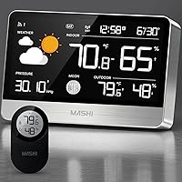 Vista 1 de MASHI Weather Station Wireless Indoor Outdoor Thermometer, Digital Weather Thermometer with Atomic Clock,8.8" Display Home Weather Stations with