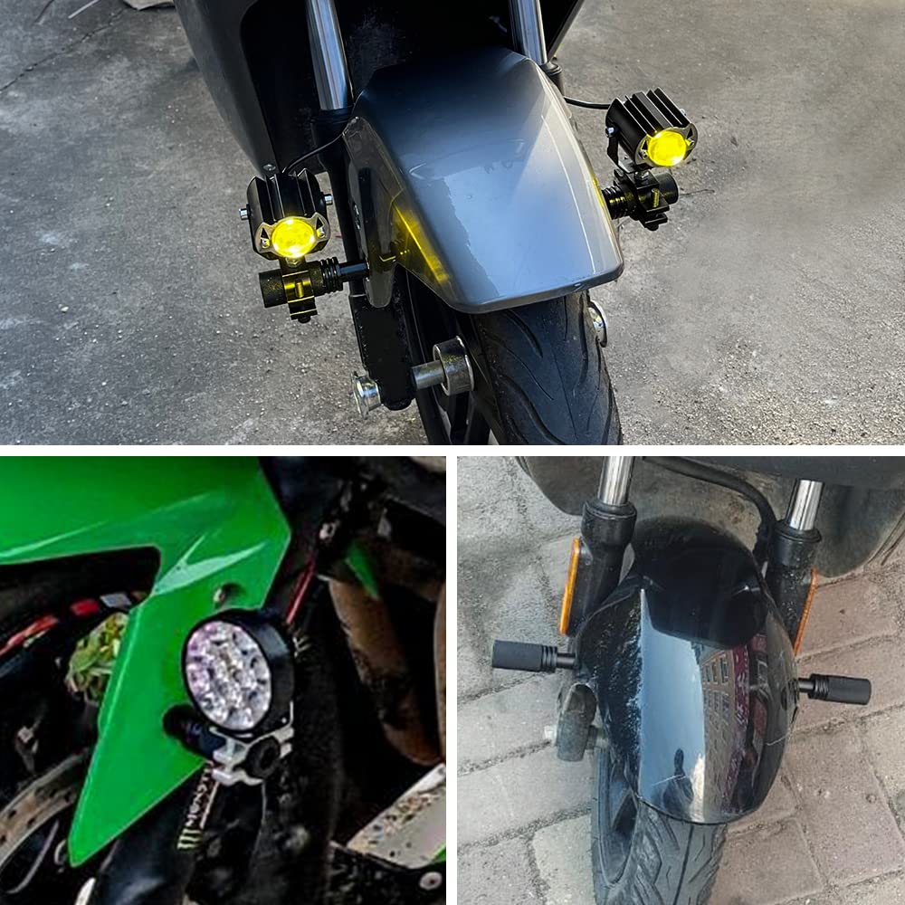 2 Supports De Phare Antibrouillard Pour Moto, Pinces 21-37mm, Aluminium Noir