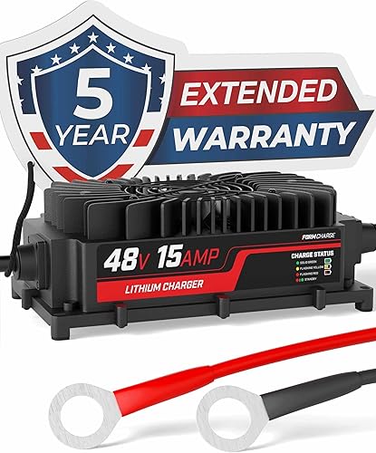 FORM Cargador de carrito de golf de litio de 48 V y 15 A, diseño impermeable, salida de 58.4 voltios, cargador inteligente integrado para baterías