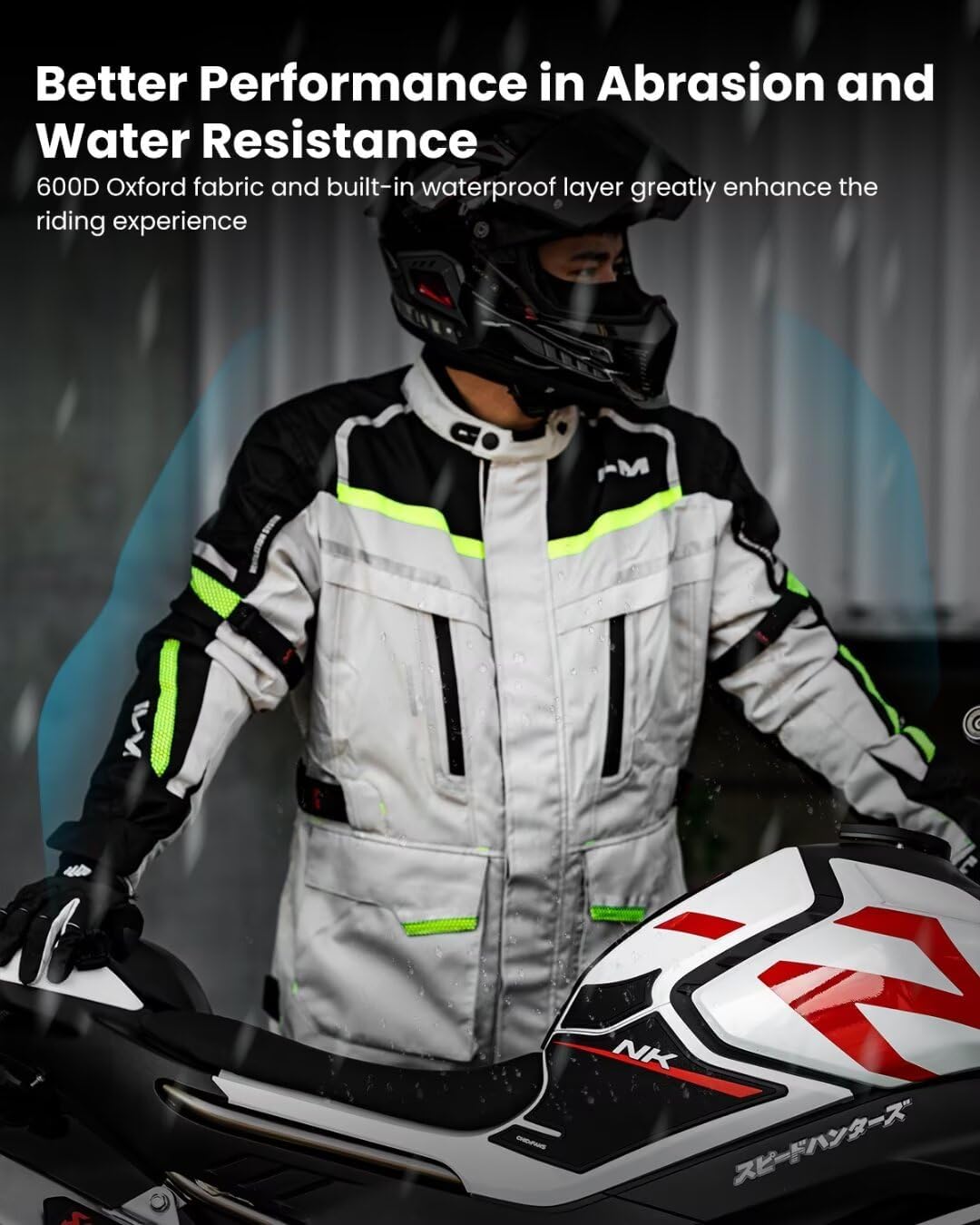 ILM Men's Street Motorcycle Jacket with CE Armor and Detachable Thermal Liner All Season Waterproof Adventure Touring Jackets Model JRL3 Cream, L - Image 4