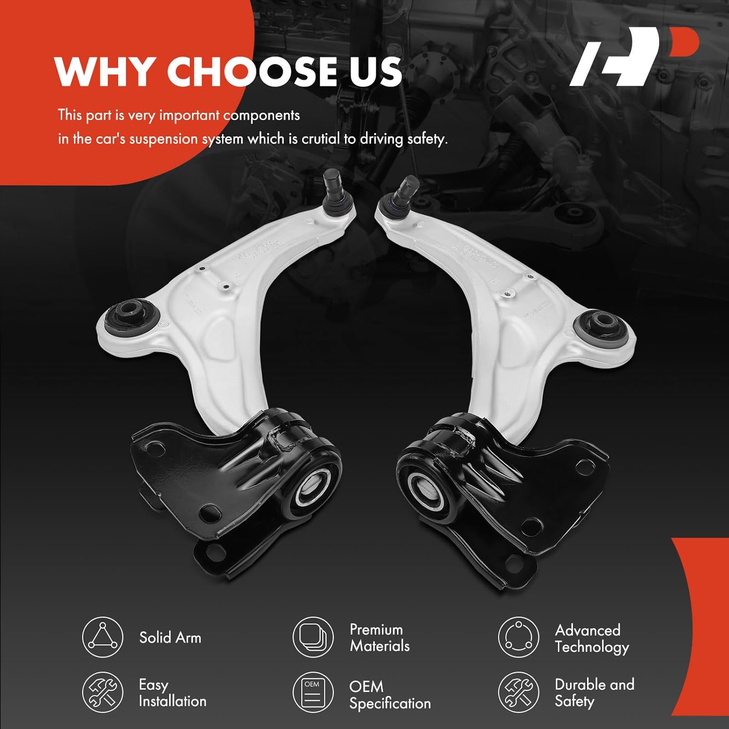 A-Premium 2 x Front Lower Control Arm, with Ball Joint & Bushing, Compatible with Ford Edge 2015-2022, Lincoln MKX 2016-2018