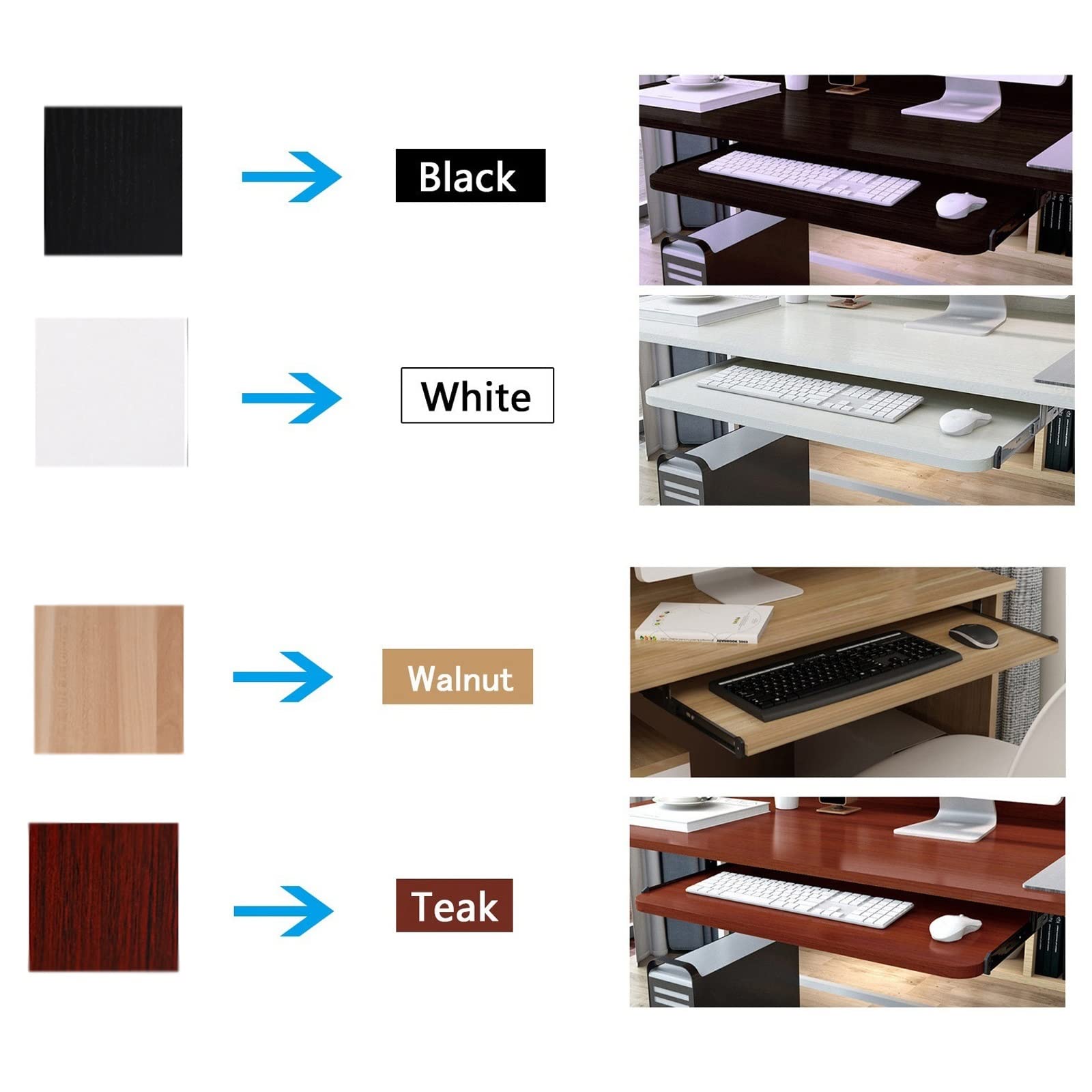 Vassoio per tastiera in legno sotto la scrivania, ripiano per tastiera Exteble, supporta 25 kg, poggiapolsi ideale per mouse e taglierini