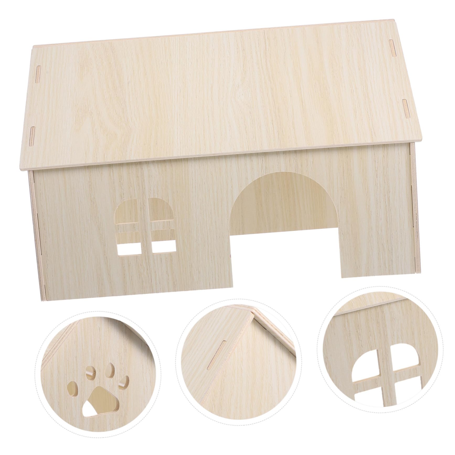 SHINEOFI Großes Hamsterhaus aus Natürlichem Holz Stabiles Nagerversteck und Schlafhaus Warmes Nagerhaus für Meerschweinchen Eichhörnchen und Kaninchen Sicheres Kleintiernest für Innenkäfig