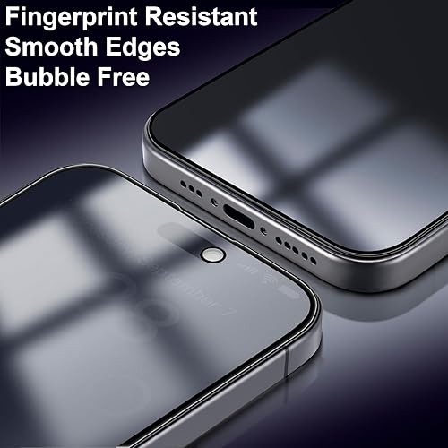 Miniatura 6 de TECHO Protector de pantalla de privacidad para iPhone 15 Pro Max, película de vidrio templado, cobertura completa de borde a borde, anti espía