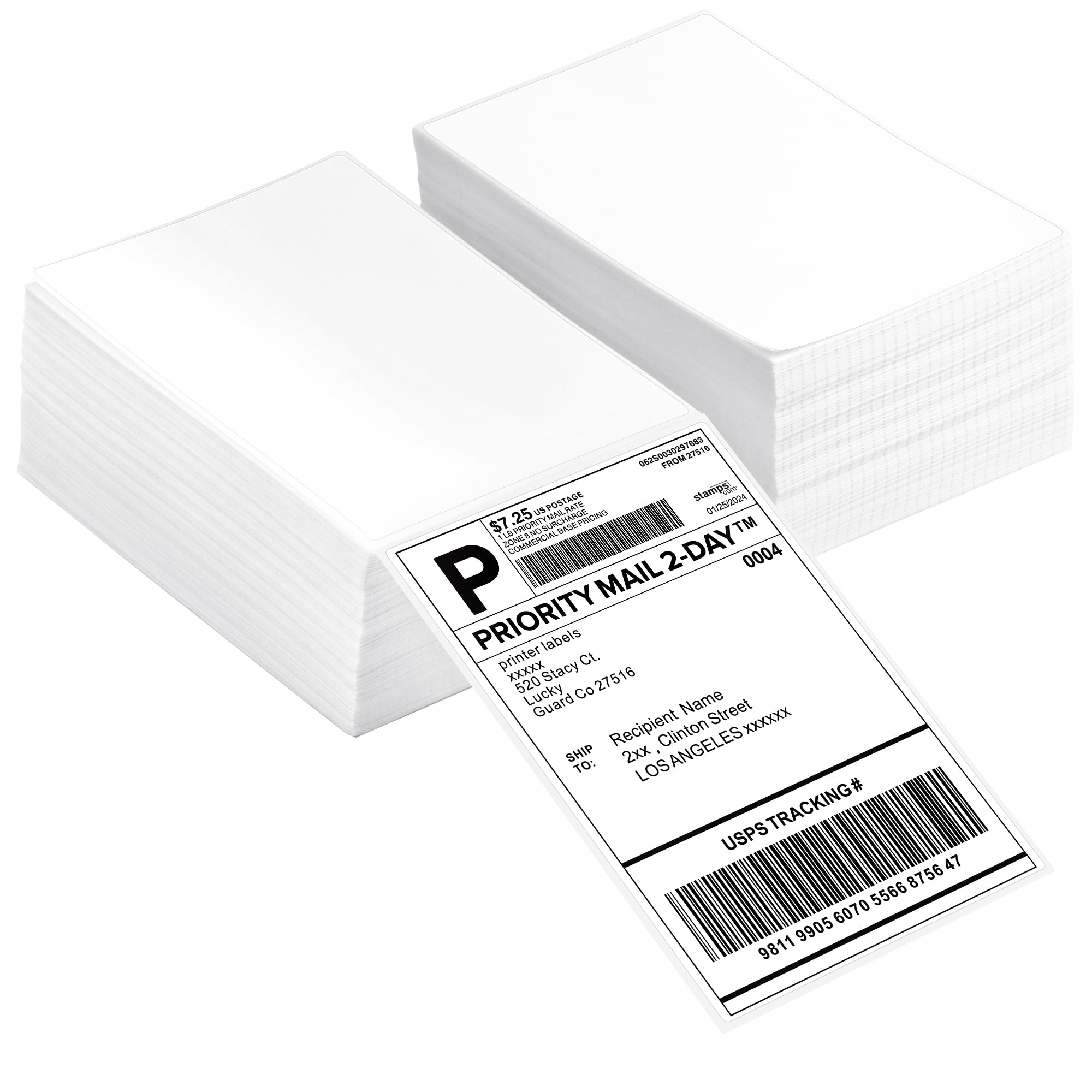 LuckyGuard Fanfold 4" x 6" Direct Thermal Labels 1000 Thermal Printer Paper 2 Stacks Shipping Labels