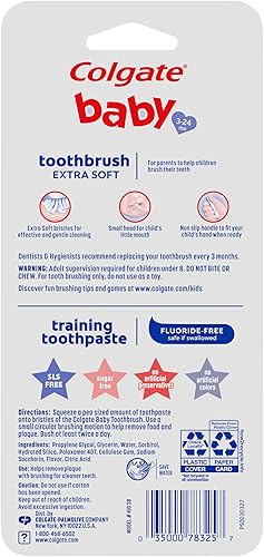 Miniatura 2 de Colgate Kit de pasta de dientes y cepillo de dientes para bebé, sabor a fruta suave, para edades de 3 a 24 meses