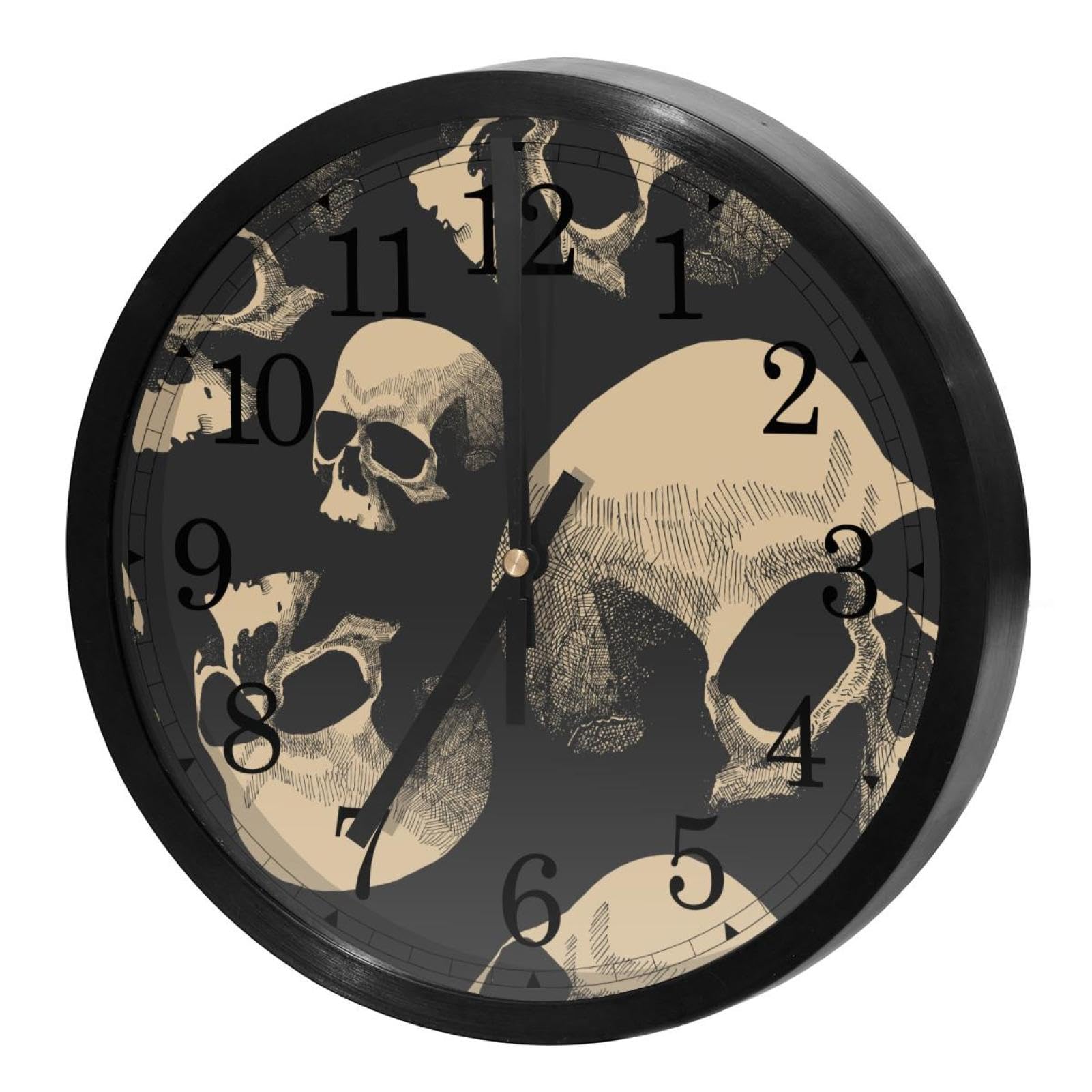 Horloge murale silencieuse à quartz crânes grunge pour bureau