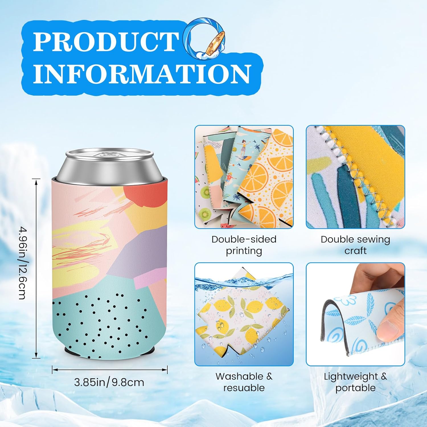 12 Pack Summer Can Cooler Sleeve Insulated Neoprene Can Coolers in Bulk, Beach Pool Bottle Can Drink Holder Party Decorations, Men Women Birthday Bachelorette Party Favor Gifts