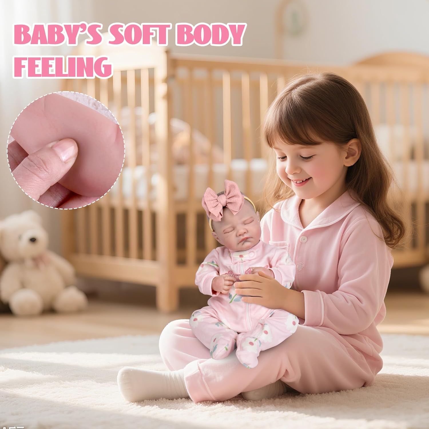 UOFTKIZ Realistic Reborn Baby Dolls - 20" Lifelike Baby Girl Dolls, Sleeping Doll with Cloth Body, Gift for Kids 3+, Grandma, New-Parents, Collectors