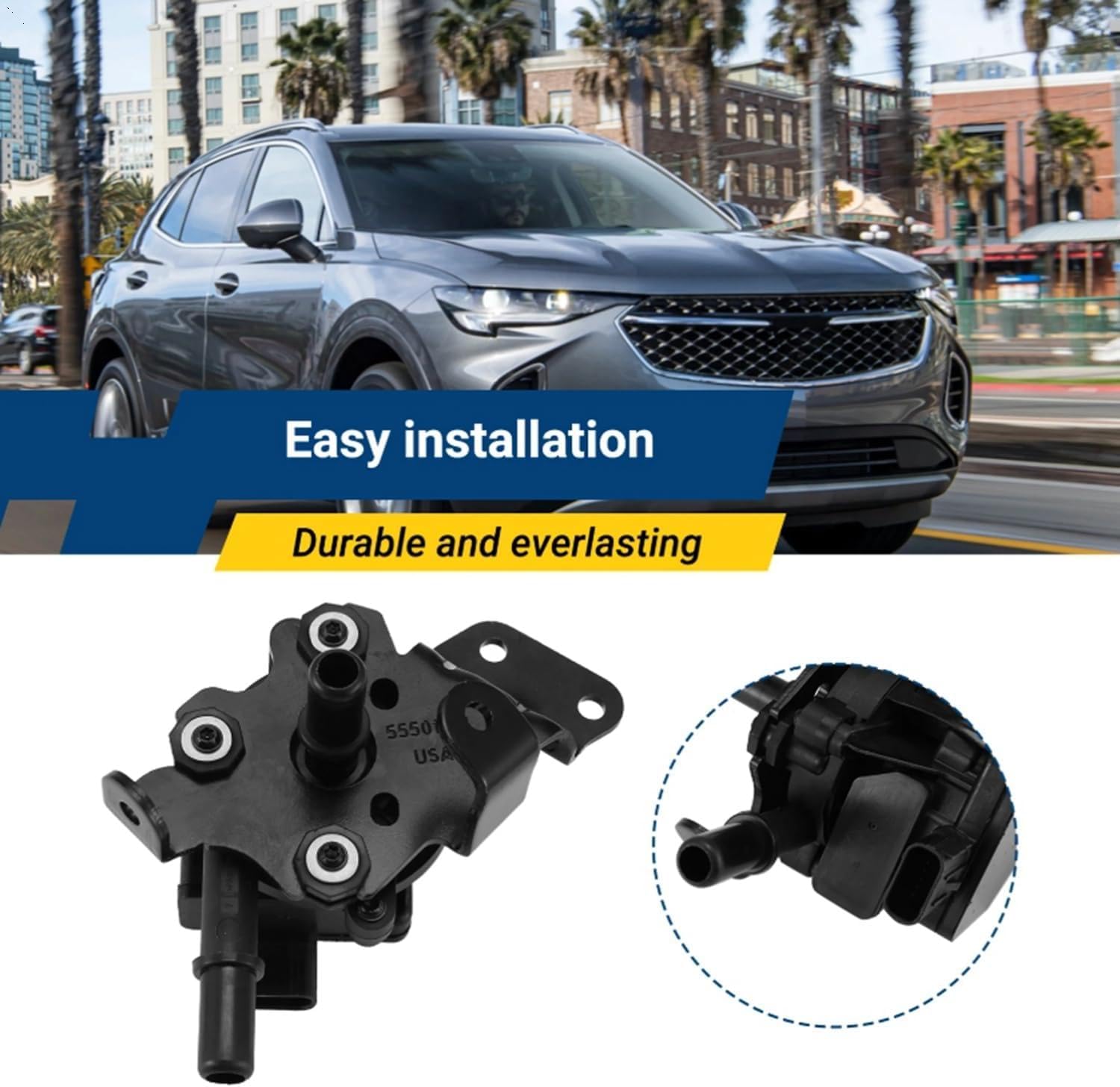 Engine Carbon Canister Purge Solenoid Valve for Buick Envision, for Cadillac XT4, for GMC Acadia (2020-2021) - OEM Replacement, ABS, Black