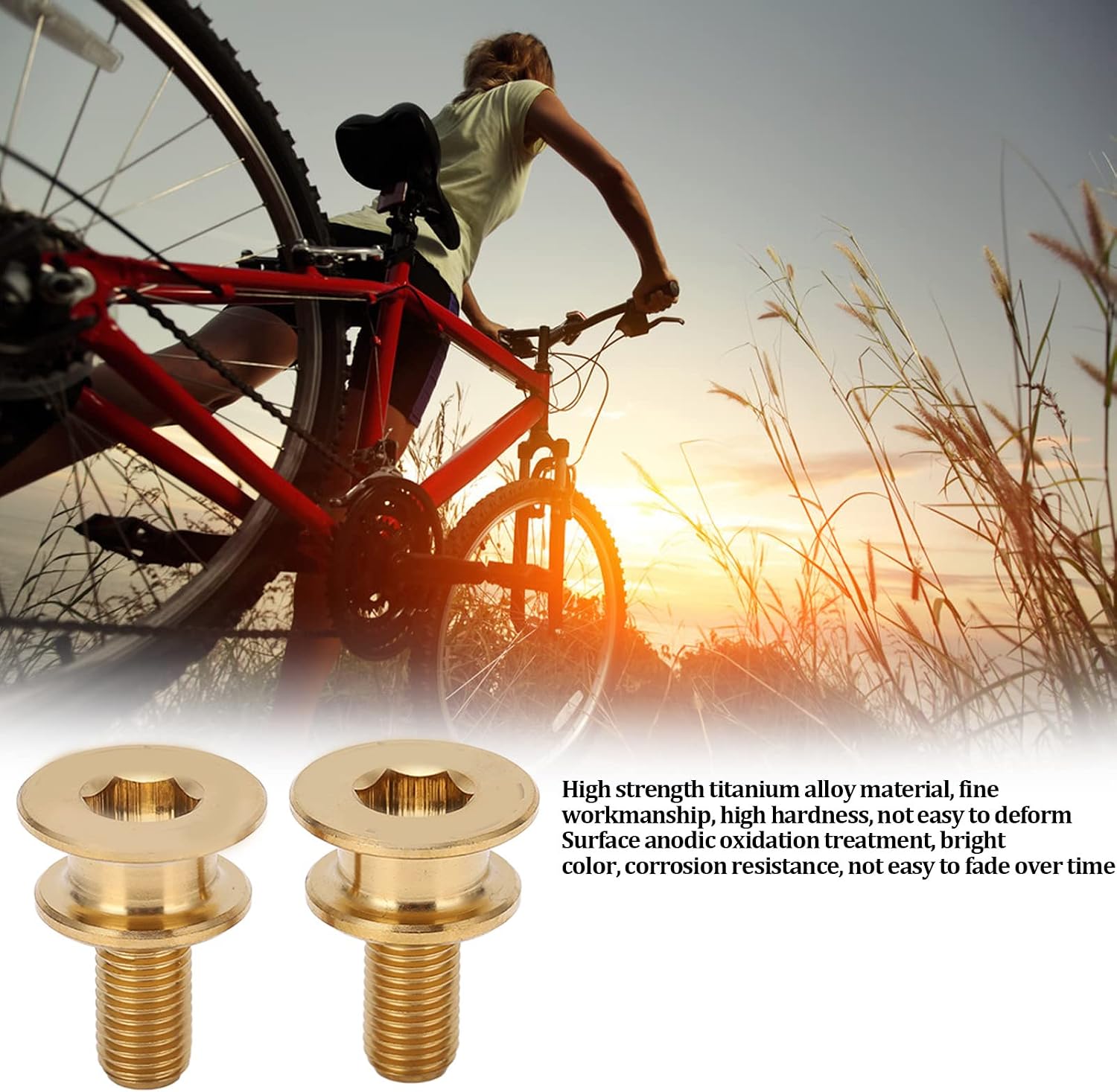 Keenso Titanium Alloy Mountain Bike Crank Bolt Bottom Bracket Screw Square Hole Center Shaft Fixing, Portable and Compact, Waterproof, Anodized