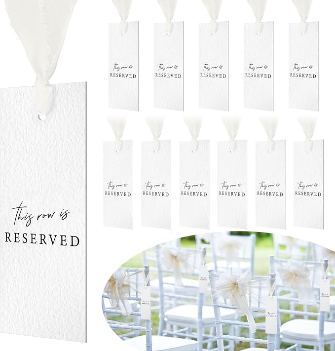 Clabby Paquete de 12 carteles colgantes con cinta para bodas, recepciones…