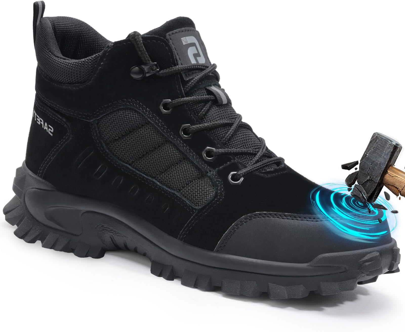 Steel Toe Boots for Men Puncture Resistant Safety Work Boots with Kevlar Midsole Industrial Lightweight Men's Work & Utility Protective Shoes for Construction Warehouse Factory