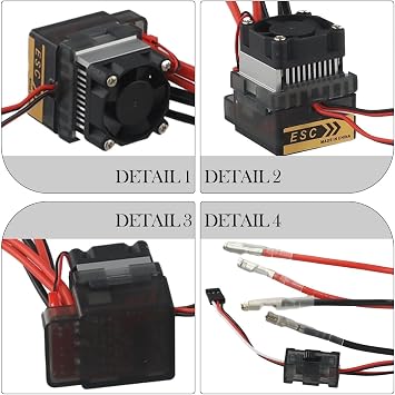 Brushed ESC 320A Double Way Motor Controller with Heat Sink and Fan, 6V-16V Input, External .6V 3A, Supports 550 560 580 Motors for RC Car Boat
