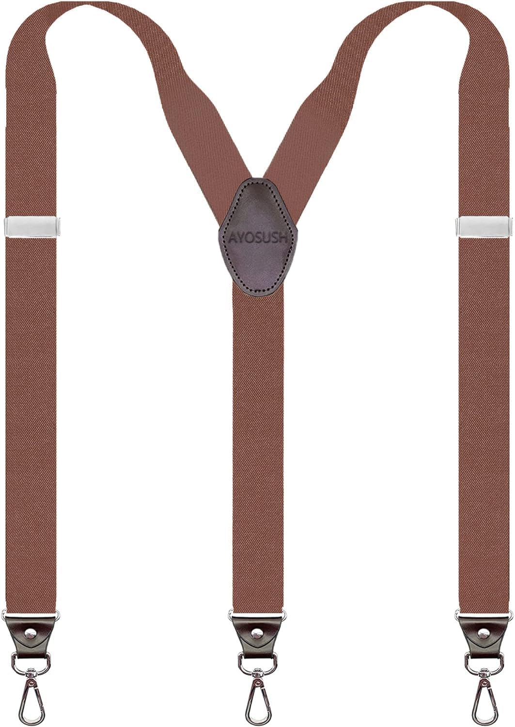 Hook Suspenders for Men Swivel Hooks Adjustable Elastic Retro Suspenders