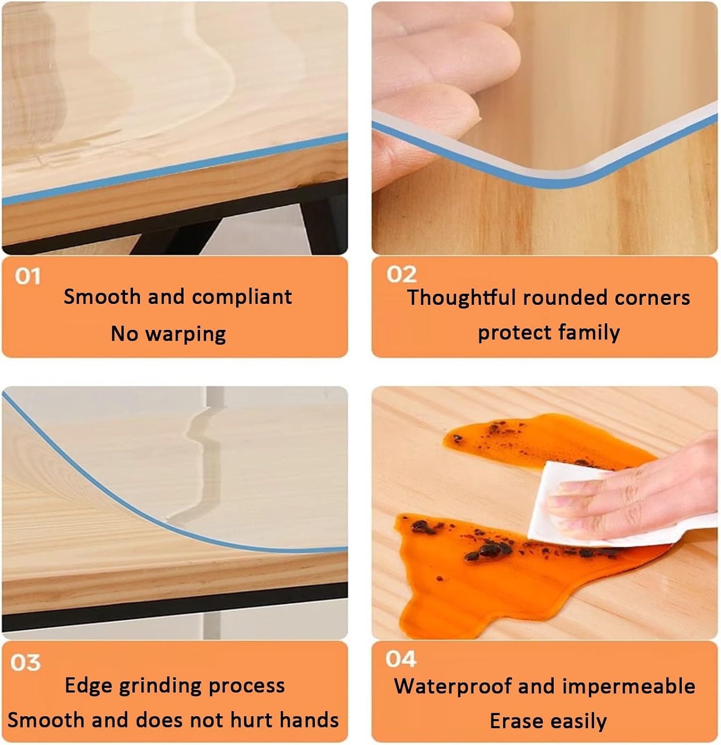 Clear PVC Table Protector，Clear Table Cloth Transparent Waterproof PVC Table Cover 1.5mm Thick Wipeable Desk Pad for Dining Room,Clear Plastic Tablecloth for Writing Desk ( Size : 100x180cm/39.4x70.9i