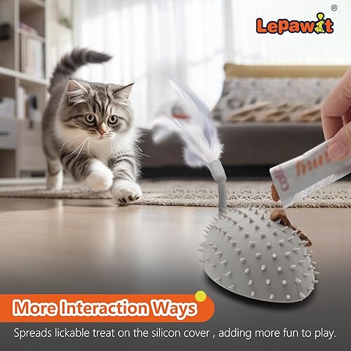 Miniatura 4 de Juguetes interactivos para gatos de interior, juguete de gato con movimiento automático, ratón y cola de plumas, juguetes eléctricos de ejercicio