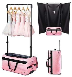 Dance Bag with Garment Rack and Curtain - 23 Glitter Dance Competition Travel Duffle Bag - Quick Privacy