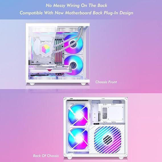 XLTFUC Mid-Tower M-ATX, MINIITX Computer Case, Tempered Glass Side Panel, Split Cabinet Structure, Desktop Computer Case, Vertical GPU Bracket(Black)