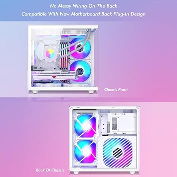 XLTFUC Mid-Tower M-ATX, MINIITX Computer Case, Tempered Glass Side Panel, Split Cabinet Structure, Desktop Computer Case, Vertical GPU Bracket(Black)