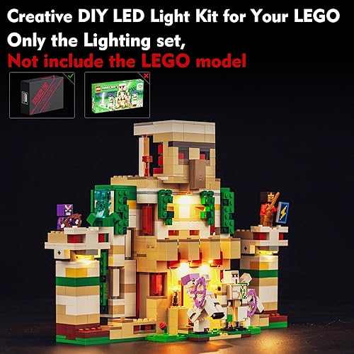 Miniatura 6 de Kit de luces LED para Lego The Iron Golem Fortress 21250, 2023, juego de iluminación creativa, accesorios compatibles con Lego 21250 (solo luces,