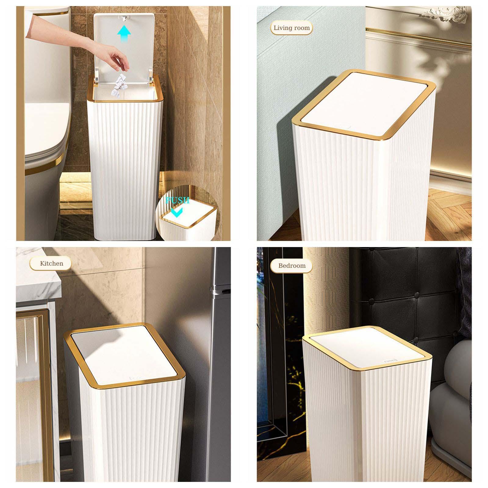 Enakshi® Trash Can with Lids Simple Design Kitchen Wastebasket for Living Toilet Home 15L White|Home & Garden | Household Supplies & Cleaning | Trash Cans & Wastebaskets 2