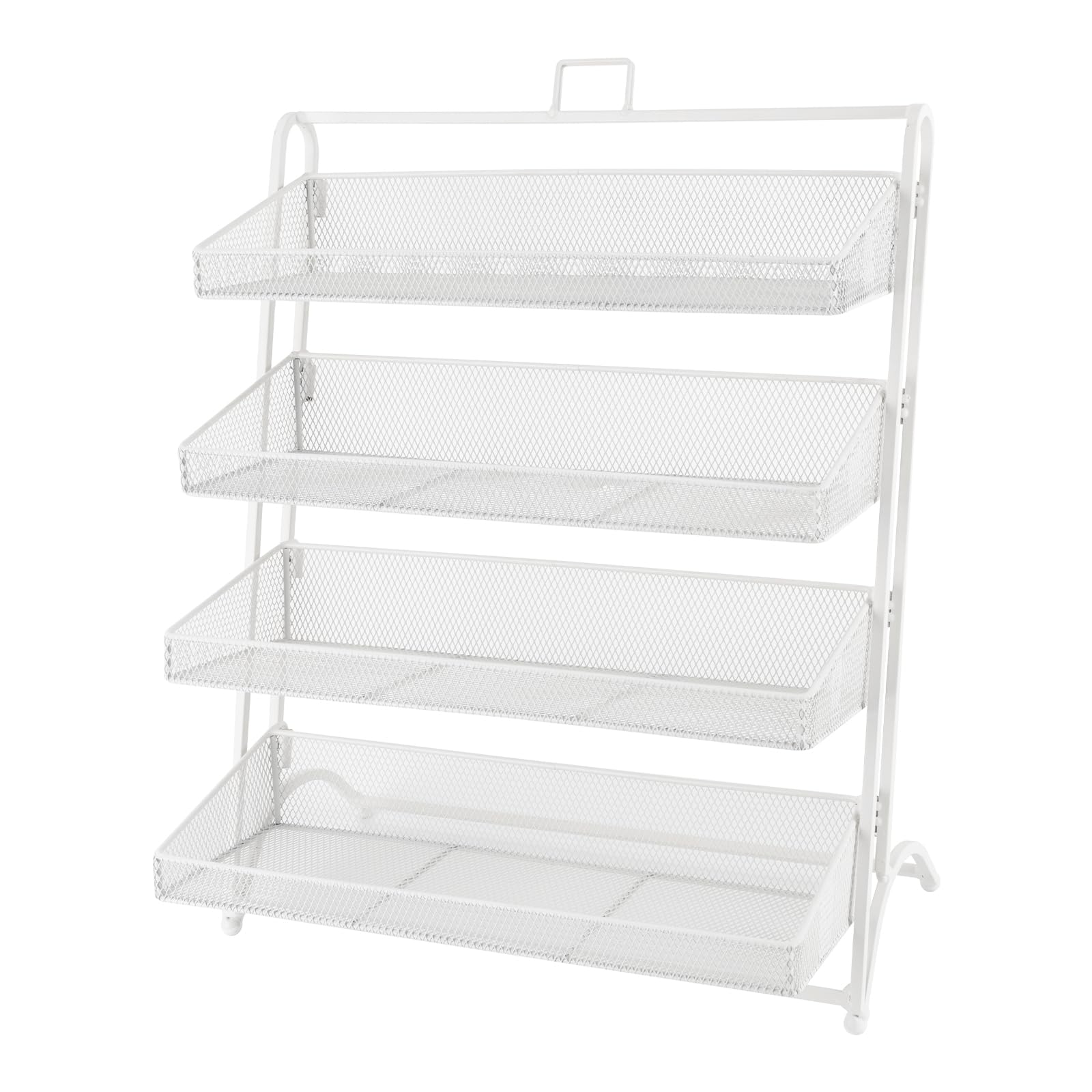 lkoewqzamx 4-Tier Retail Display Rack, Concession Potato Chip Display Rack, Snack Shelf And Chip Rack, Snack Organizer for Countertop, Stores, Offices (White)