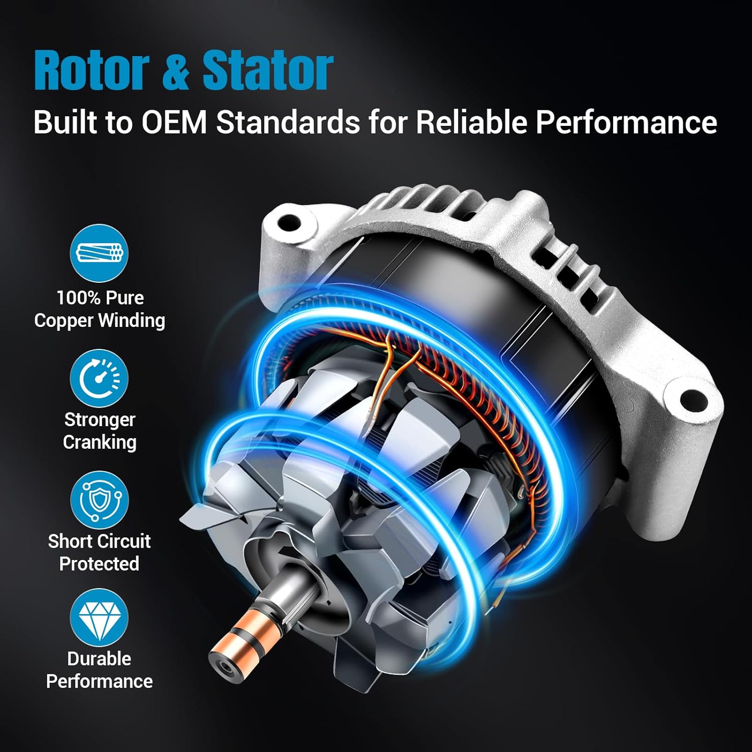 102211-1900 Alternator Compatible with 2003-2008 Toyota Corolla Matrix 1.8L/2000-2005 Toyota Celica MR2 Spyder 1.8L/2009-2010 Pontiac Vibe 1.8L Replacement Alternators, 80A 12V 6-Groove Pulley