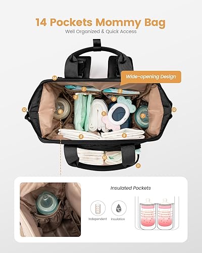 Miniatura 2 de LOVEVOOK Mochila pequeña para pañales, mini bolsa de bebé para niña y niño con cambiador, mochila para pañales para mamá papá con hebillas para